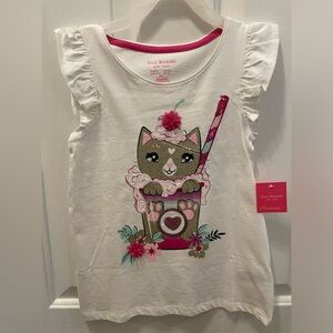 Kids White Kitten Top NWT size M (7/8)